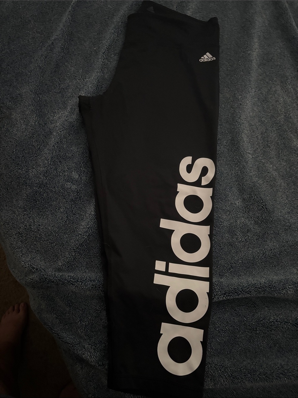 adidas Black Leggings with Bold White Side Logo
